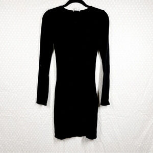 Helmut Lang Black Long Sleeve Knit Bodycon Dress